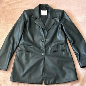 Black Faux Leather Blazer